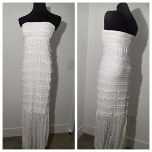 Guess Strapless Lace Maxi Dress